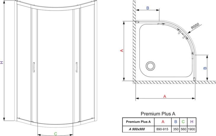   Radaway Premium Plus A 90x170  